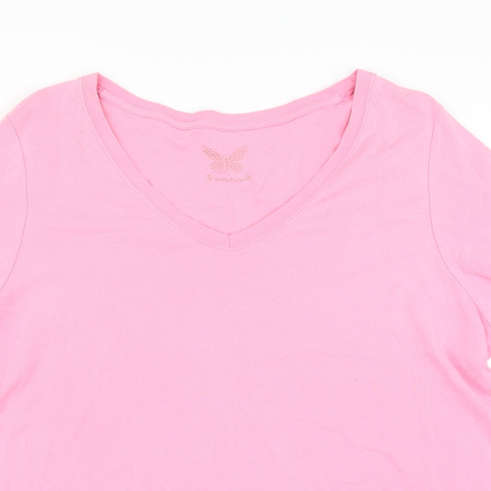 Womens UK Size 22 Evans Pink Basic T-Shirt