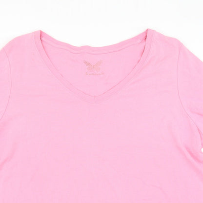 Womens UK Size 22 Evans Pink Basic T-Shirt