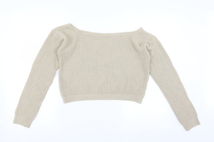 Boohoo Womens Beige   Pullover Jumper Size S  - cropped