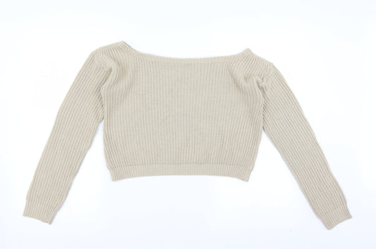 Boohoo Womens Beige   Pullover Jumper Size S  - cropped