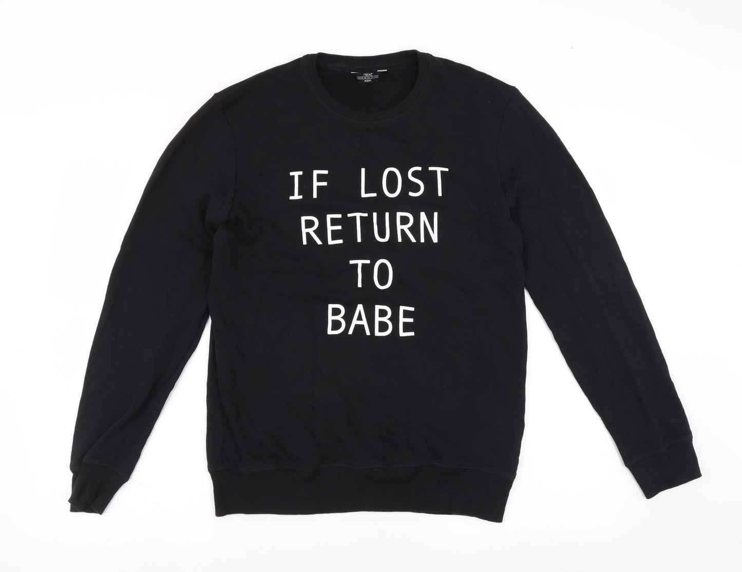 Mens UK Size M NEXT Black Pullover Sweatshirt
