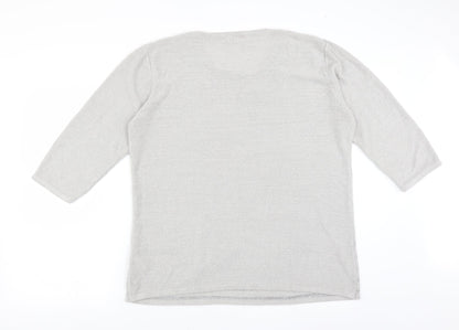 Slimma Womens Grey   Pullover Jumper Size 20  - Floral embroidery