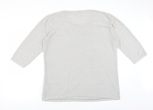 Slimma Womens Grey   Pullover Jumper Size 20  - Floral embroidery