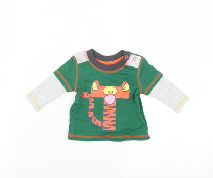 George Boys Green   Basic T-Shirt Size 0-3 Months  - Tigger Winnie the Pooh