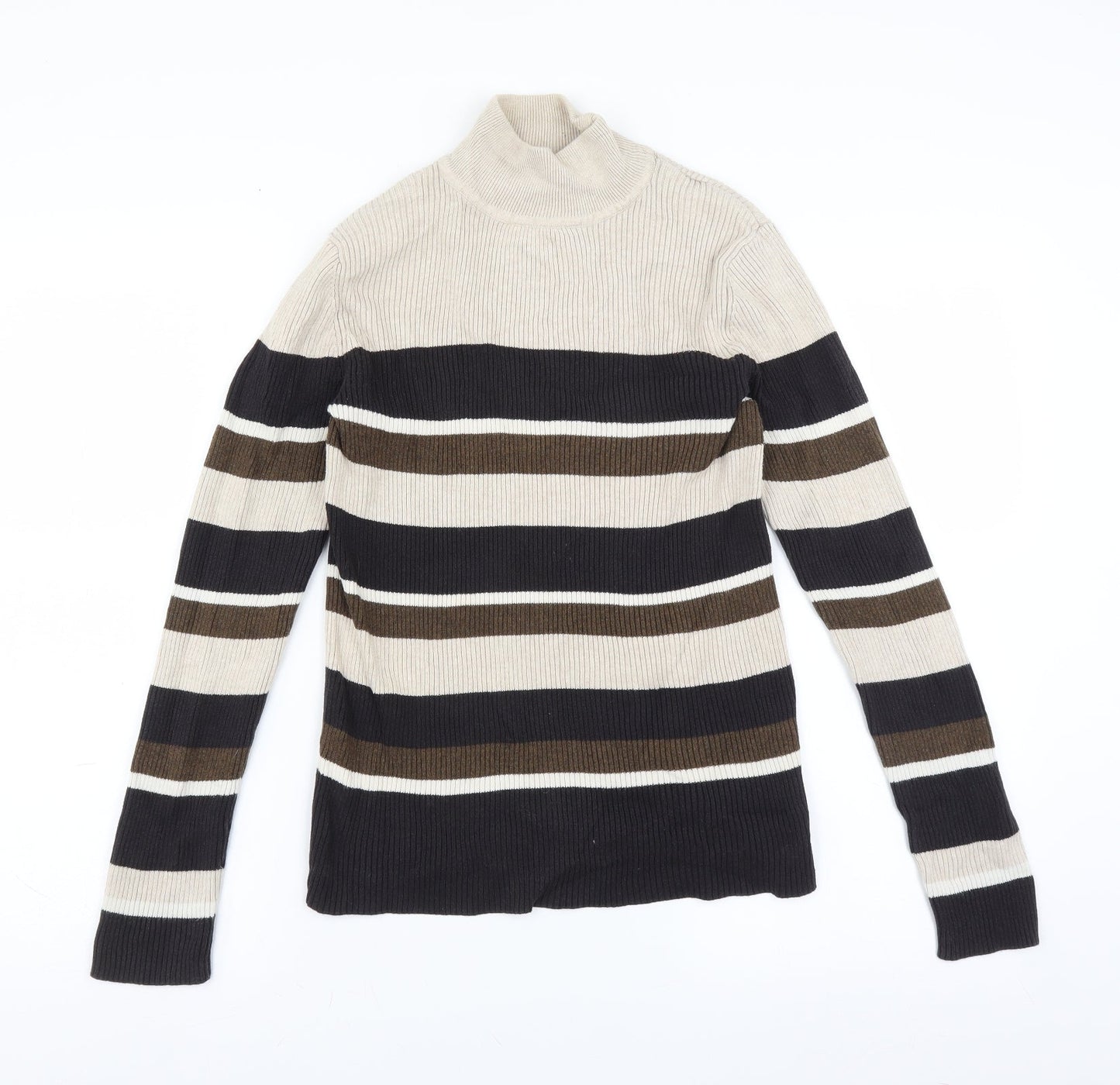Croft & Barrow Womens Beige Striped  Pullover Jumper Size M