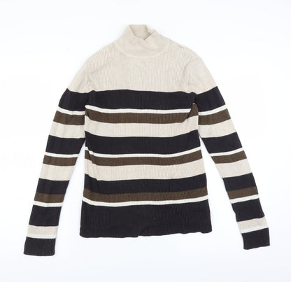 Croft & Barrow Womens Beige Striped  Pullover Jumper Size M