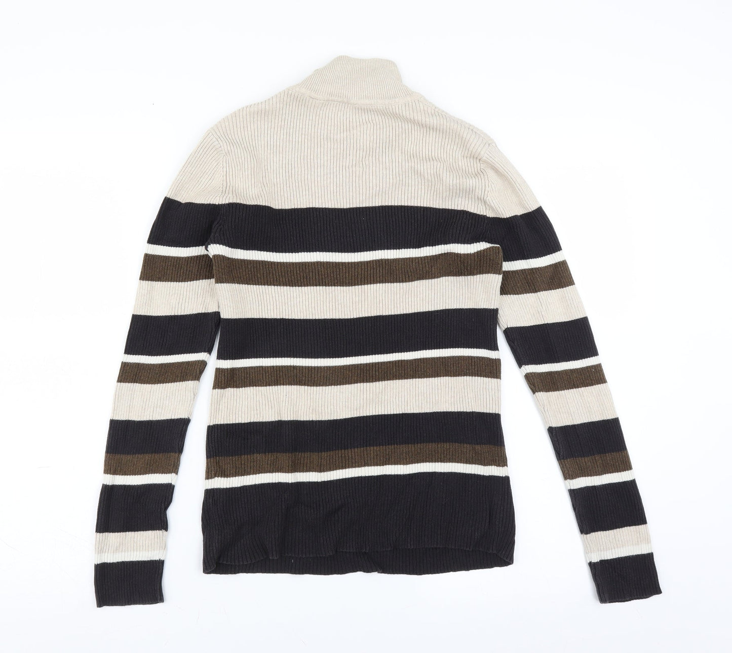 Croft & Barrow Womens Beige Striped  Pullover Jumper Size M