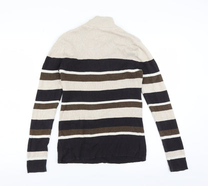 Croft & Barrow Womens Beige Striped  Pullover Jumper Size M