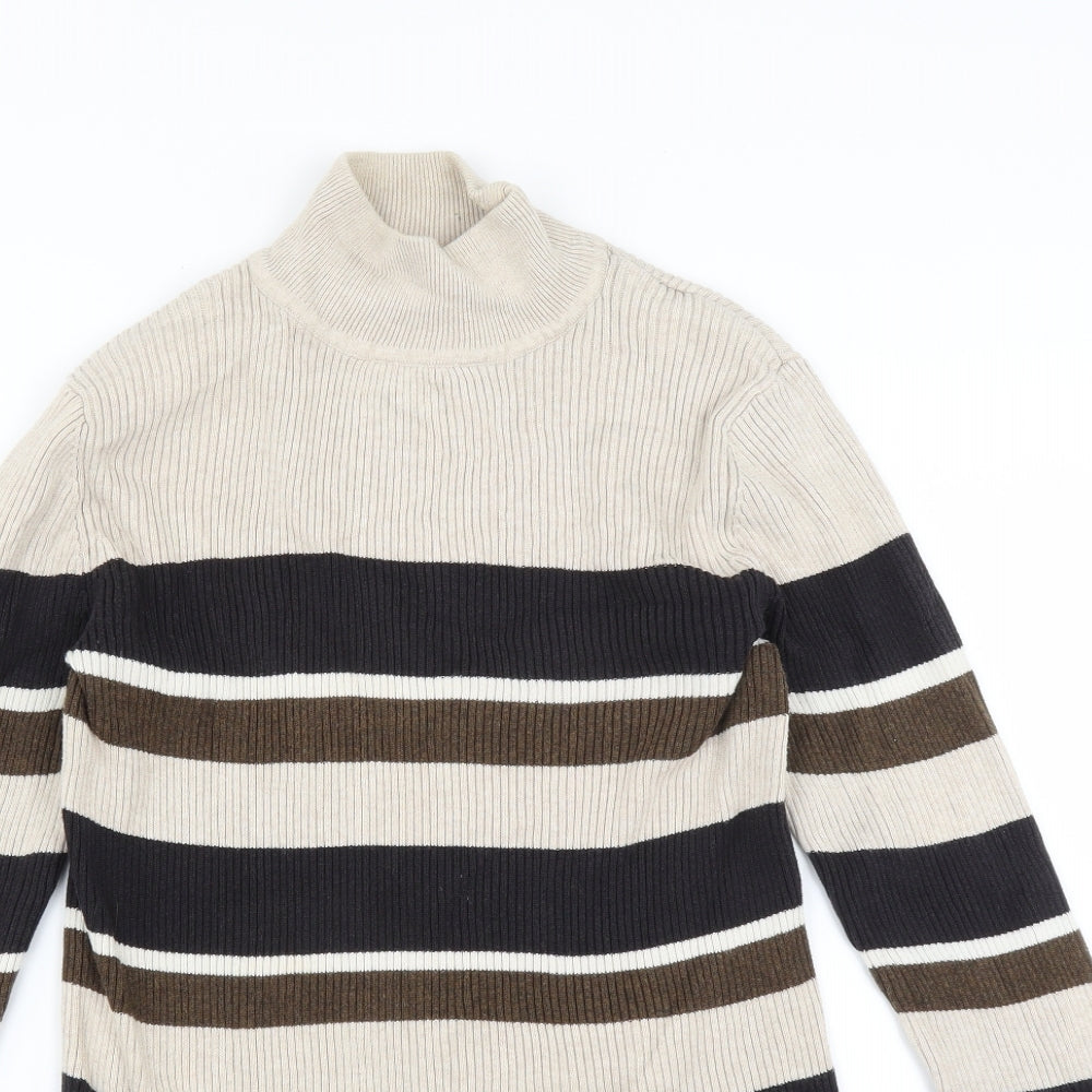Croft & Barrow Womens Beige Striped  Pullover Jumper Size M