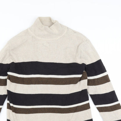 Croft & Barrow Womens Beige Striped  Pullover Jumper Size M