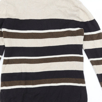 Croft & Barrow Womens Beige Striped  Pullover Jumper Size M