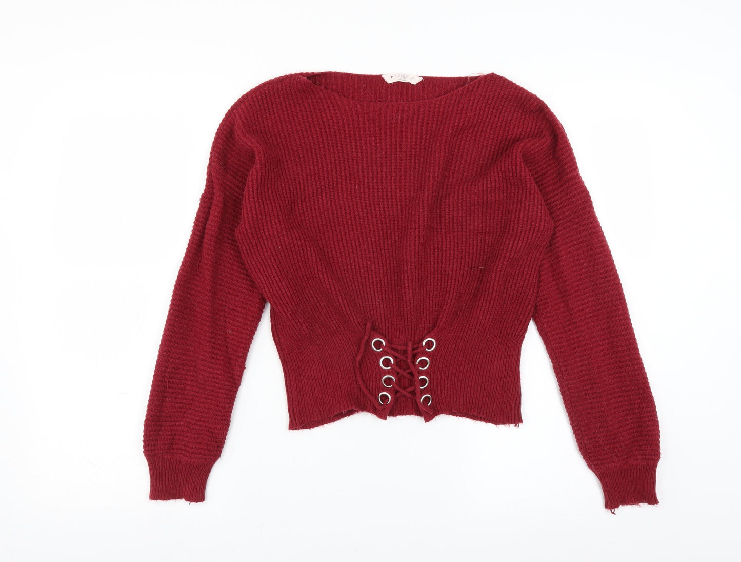Candy Couture Girls Red   Pullover Jumper Size 15 Years  - Lace up Detail