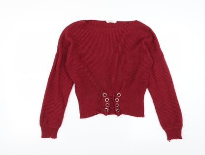 Candy Couture Girls Red   Pullover Jumper Size 15 Years  - Lace up Detail