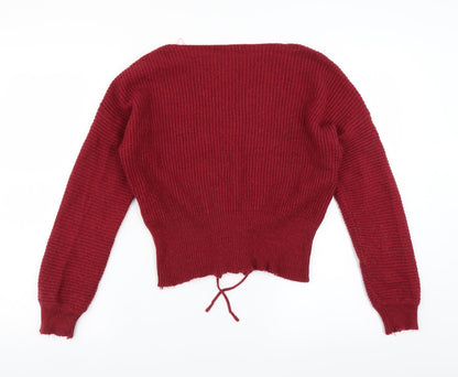 Candy Couture Girls Red   Pullover Jumper Size 15 Years  - Lace up Detail