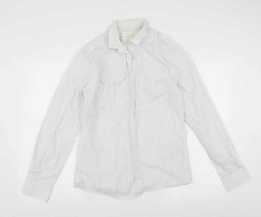 River Island Mens White Striped   Button-Up Size M