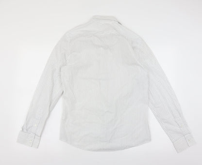 River Island Mens White Striped   Button-Up Size M