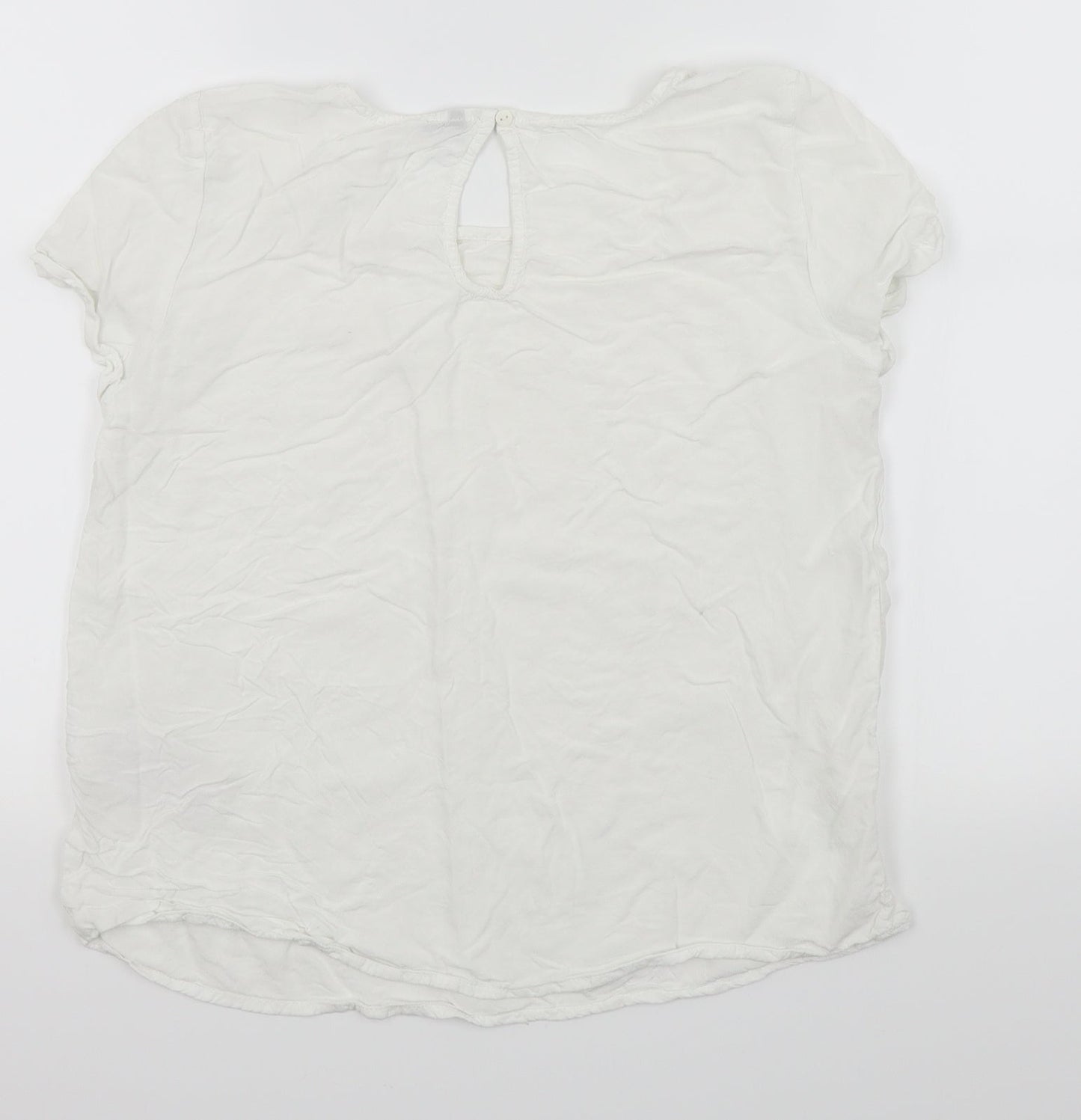 Womens UK Size 10 Only White Basic T-Shirt
