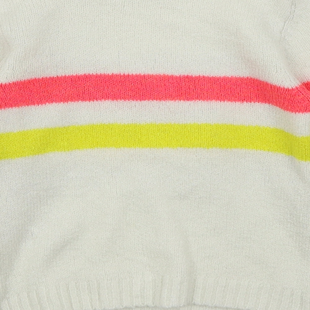 M&Co Girls White Striped  Pullover Jumper Size 3-4 Years