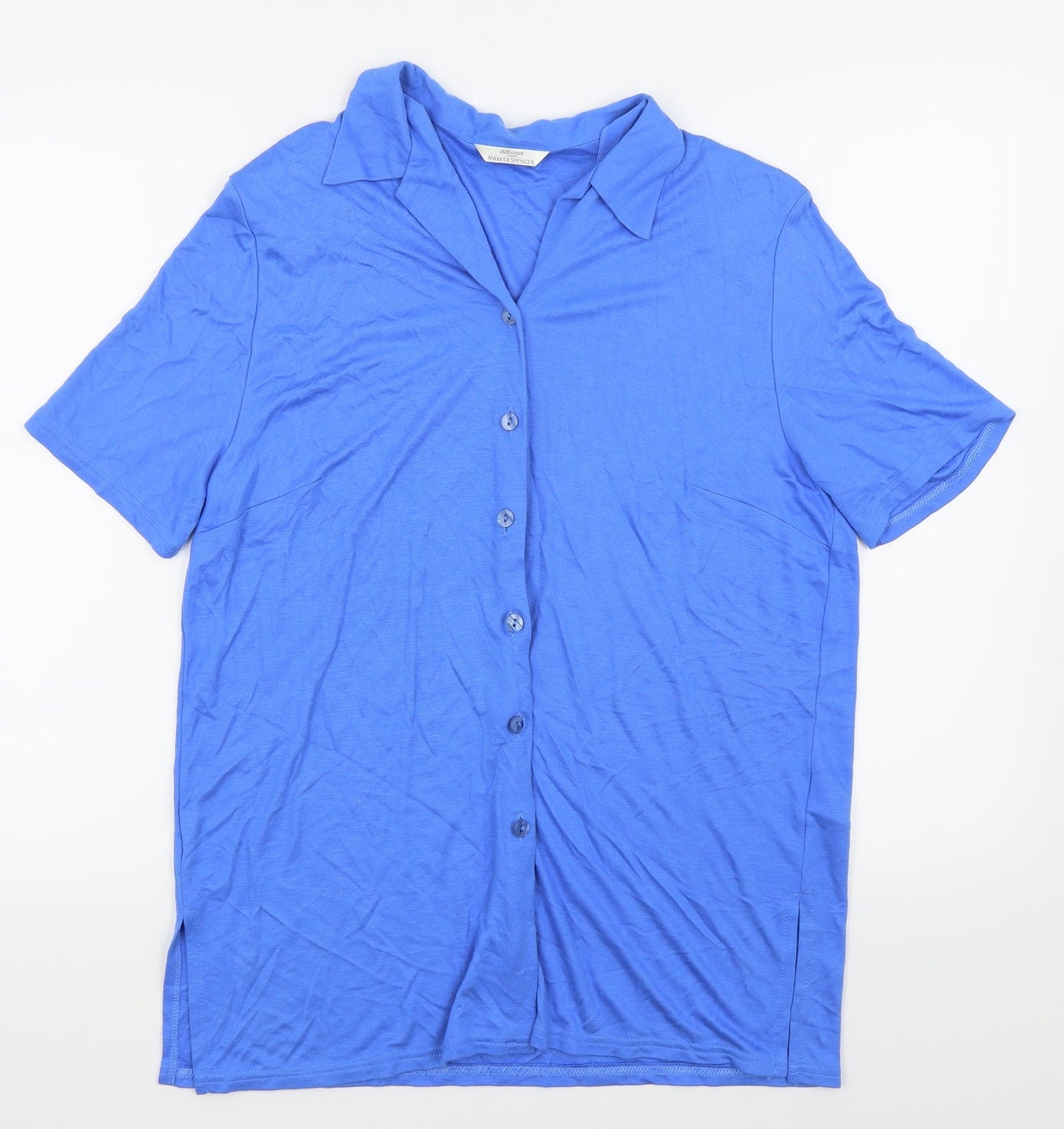 Womens UK Size 16 M&S Blue Basic Button-Up