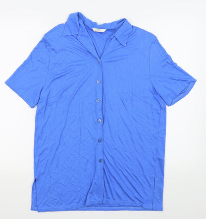 Womens UK Size 16 M&S Blue Basic Button-Up