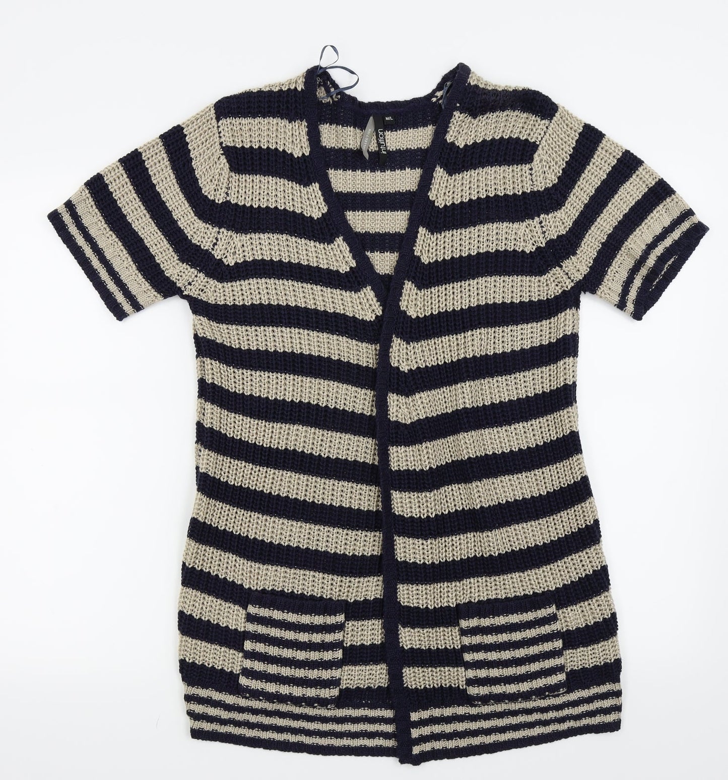 intuition Womens Beige Striped  Cardigan Jumper Size M