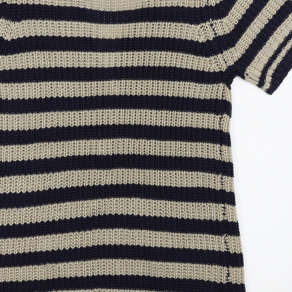 intuition Womens Beige Striped  Cardigan Jumper Size M
