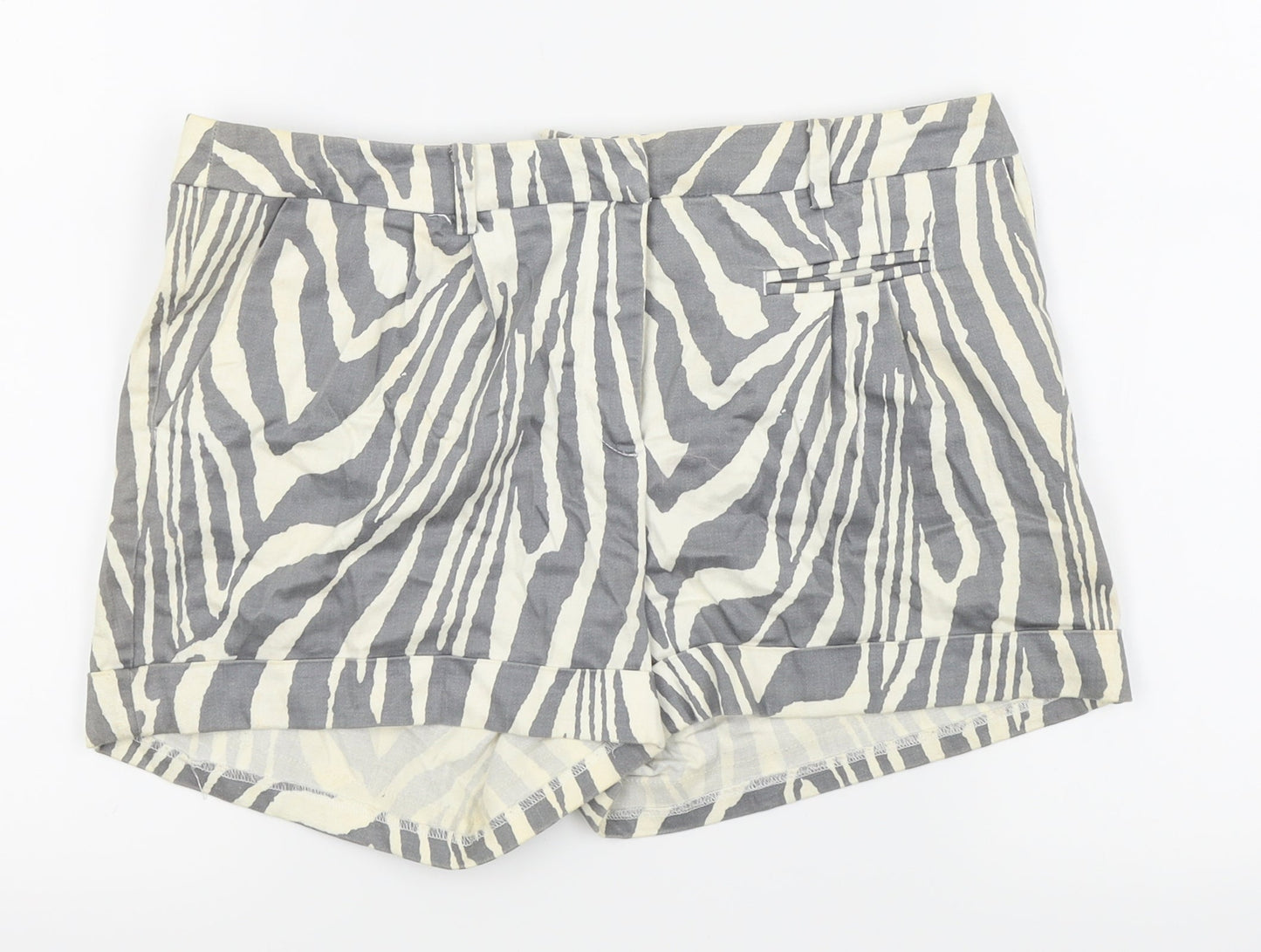 H&M Womens Grey Animal Print  Hot Pants Shorts Size 10