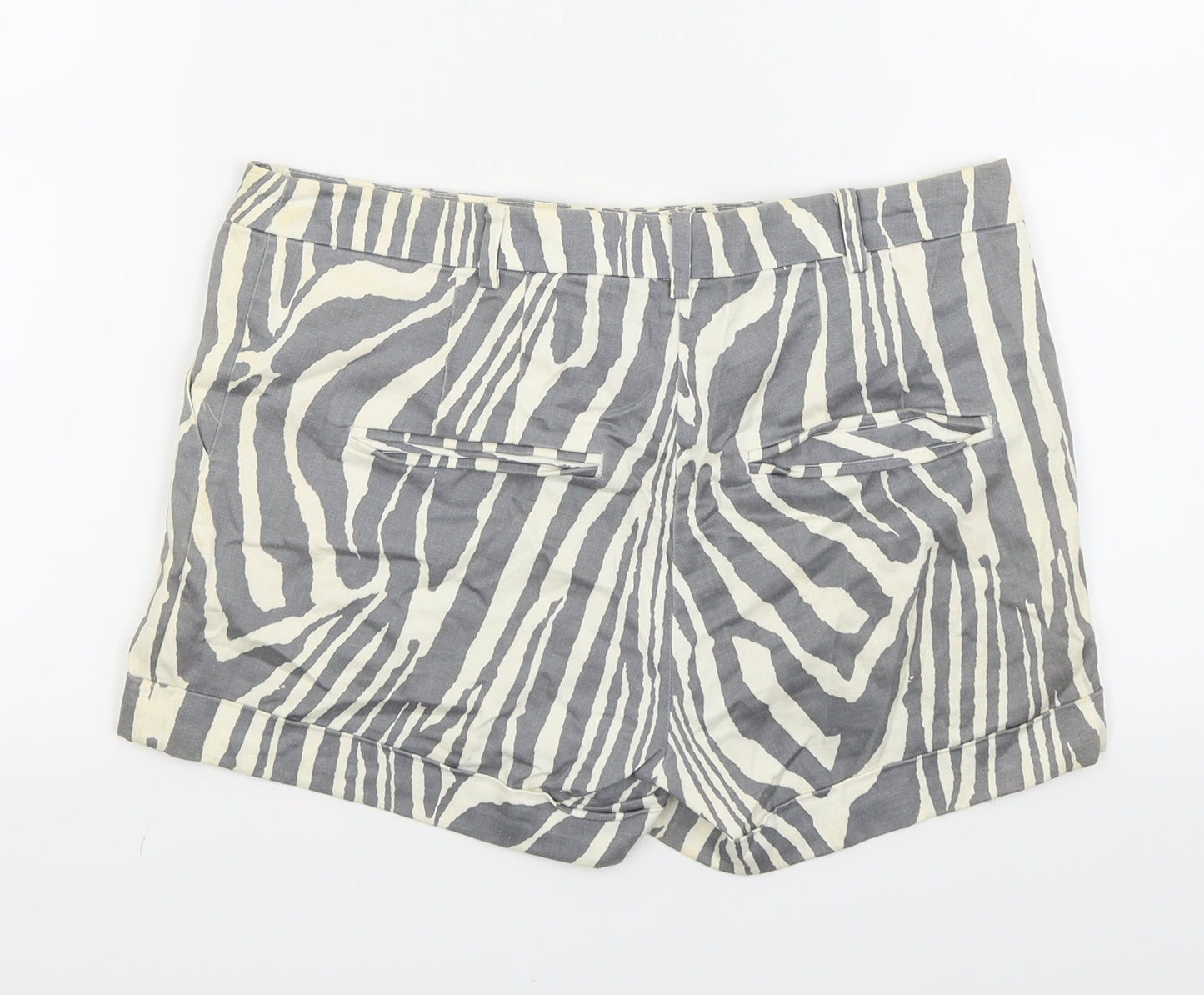 H&M Womens Grey Animal Print  Hot Pants Shorts Size 10