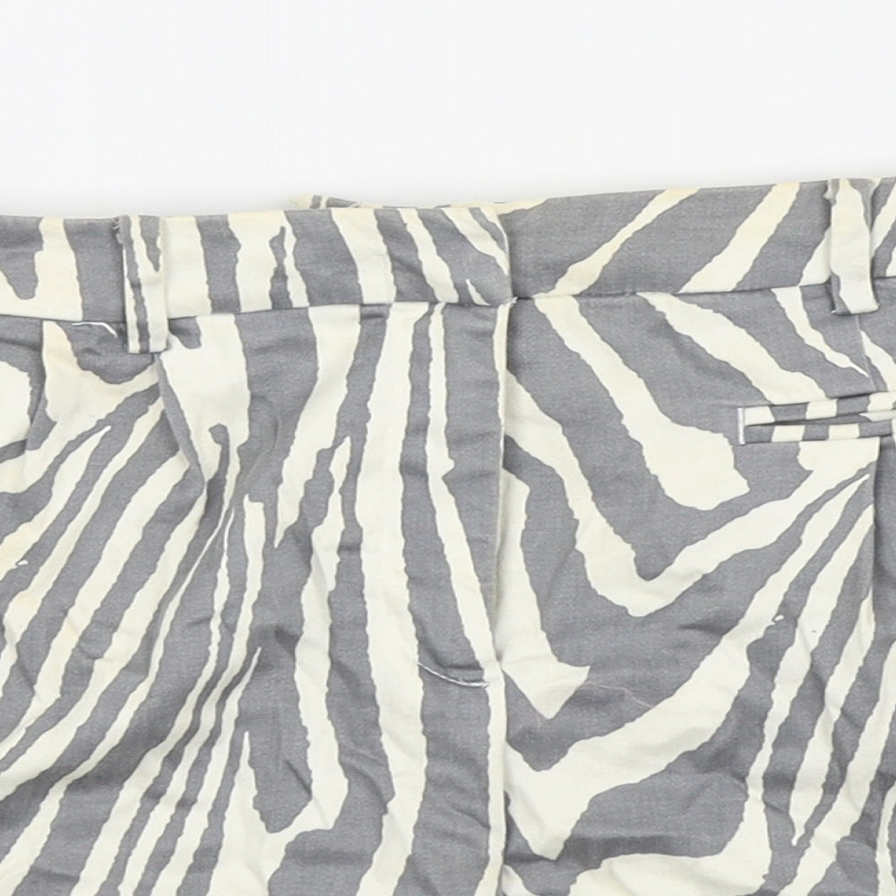 H&M Womens Grey Animal Print  Hot Pants Shorts Size 10
