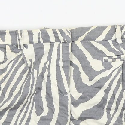 H&M Womens Grey Animal Print  Hot Pants Shorts Size 10