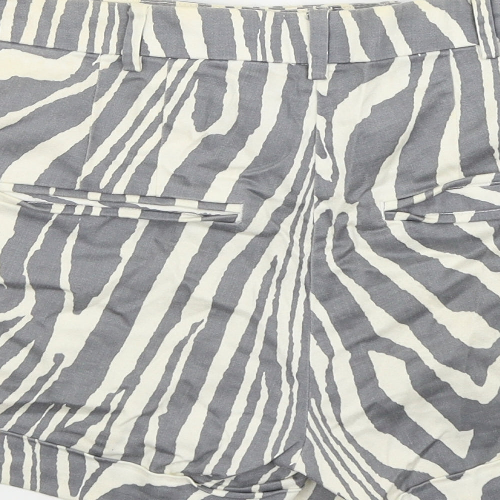 H&M Womens Grey Animal Print  Hot Pants Shorts Size 10