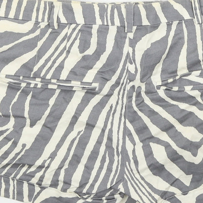H&M Womens Grey Animal Print  Hot Pants Shorts Size 10
