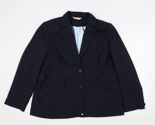 Bonmarche Womens Blue Pinstripe  Jacket Blazer Size 20