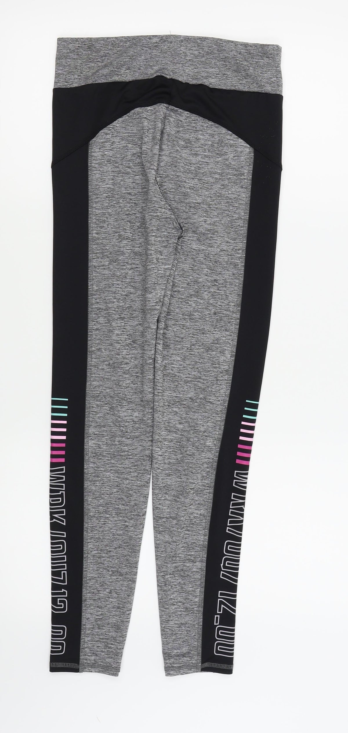 WorkOut Womens Grey   Compression Leggings Size 10 L25 in