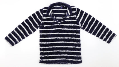 L&D Girls Blue Striped  Henley Sweatshirt Size 12-13 Years