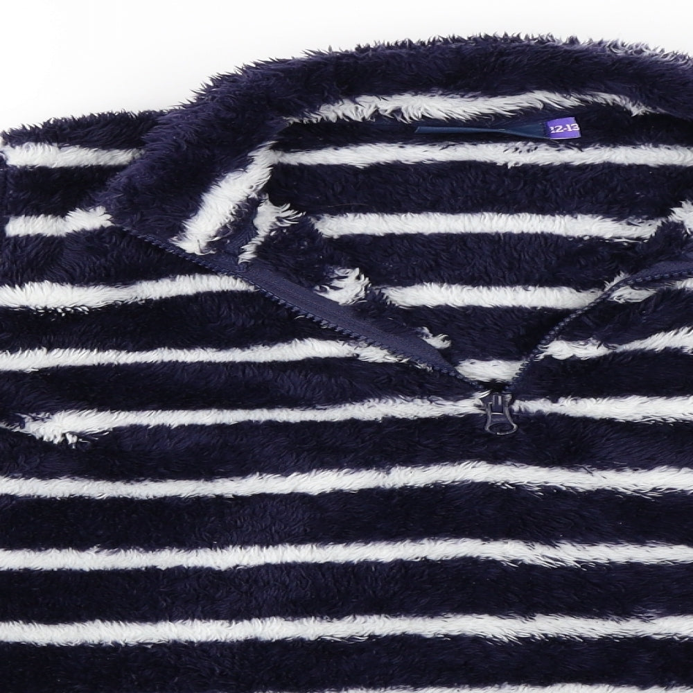 L&D Girls Blue Striped  Henley Sweatshirt Size 12-13 Years