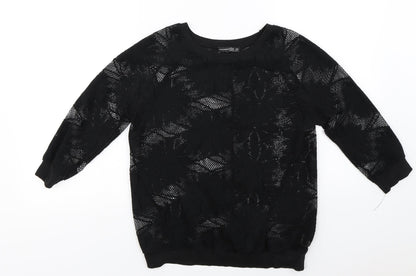 Atmosphere  Womens Black Floral  Pullover Jumper Size 6