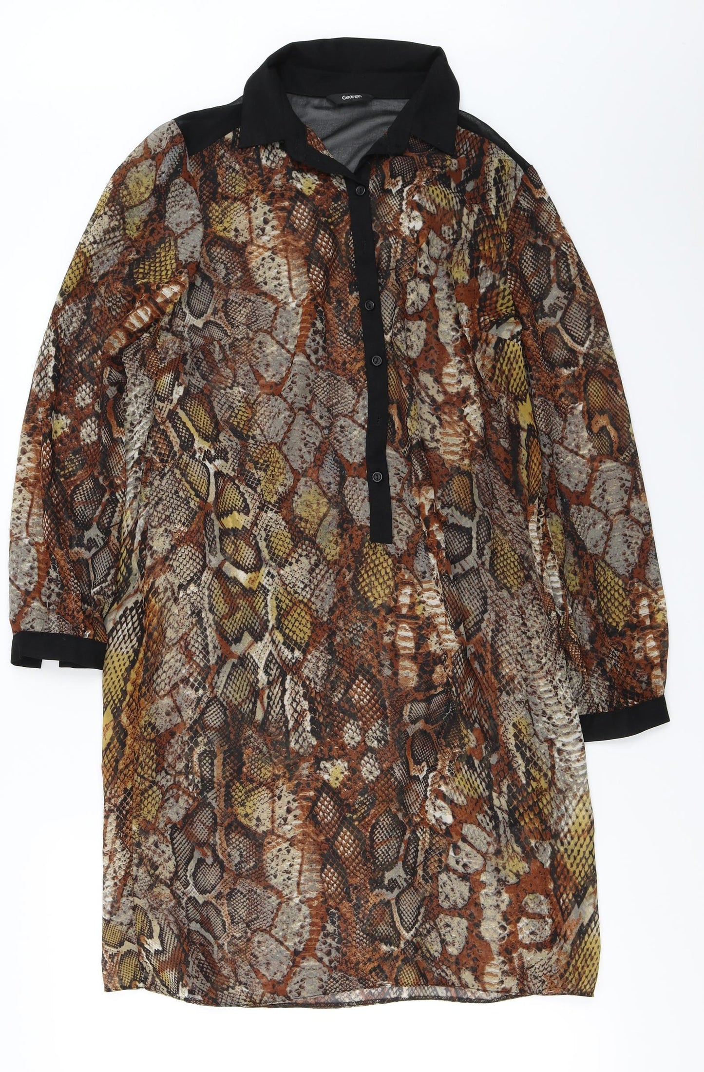 George  Womens Brown Animal Print  Basic Blouse Size 10