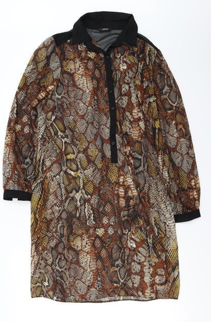 George  Womens Brown Animal Print  Basic Blouse Size 10