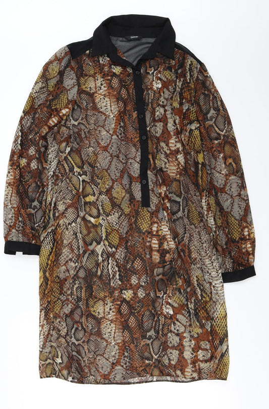 George  Womens Brown Animal Print  Basic Blouse Size 10