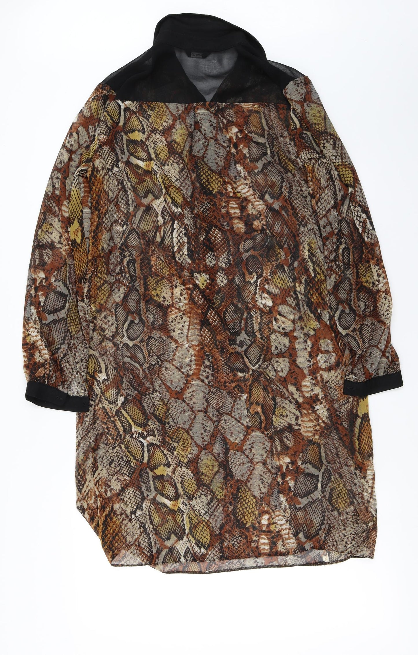 George  Womens Brown Animal Print  Basic Blouse Size 10