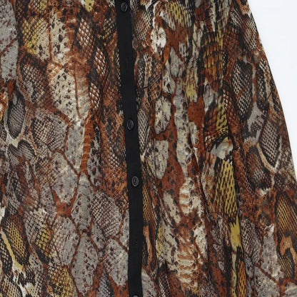 George  Womens Brown Animal Print  Basic Blouse Size 10
