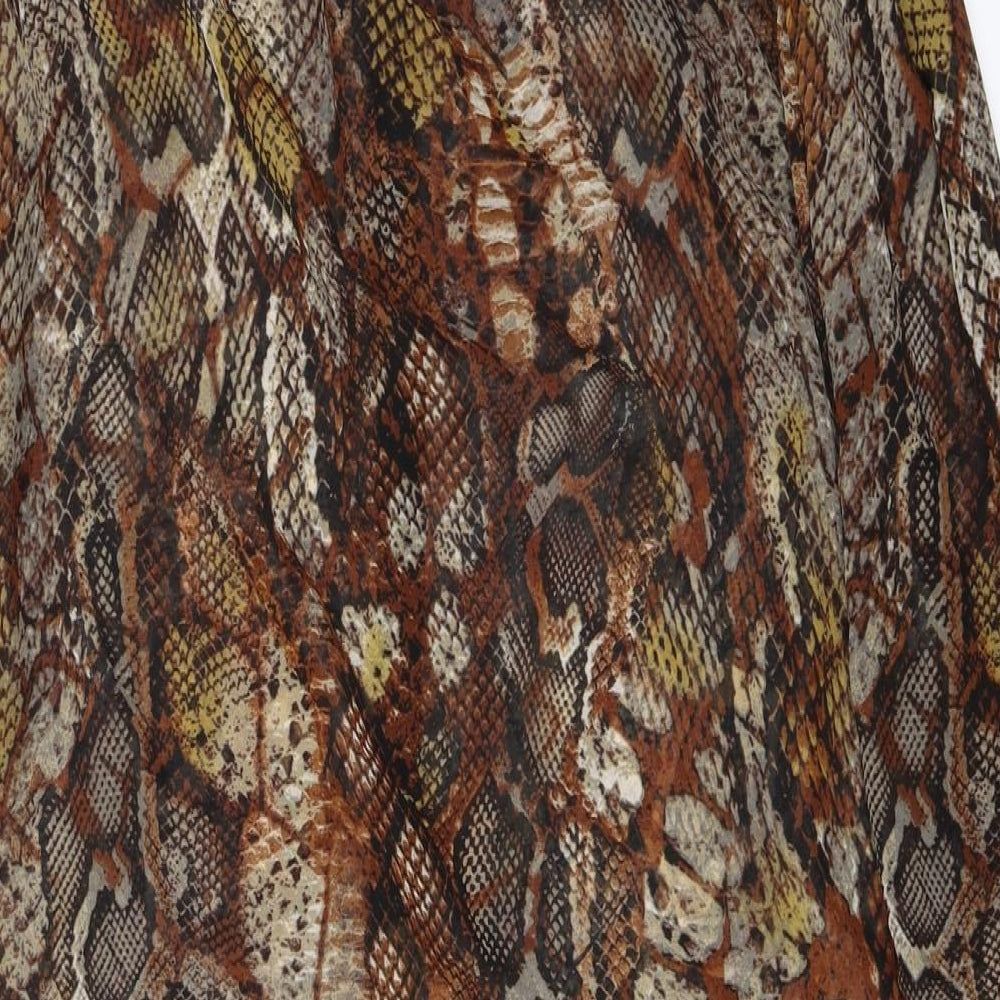 George  Womens Brown Animal Print  Basic Blouse Size 10