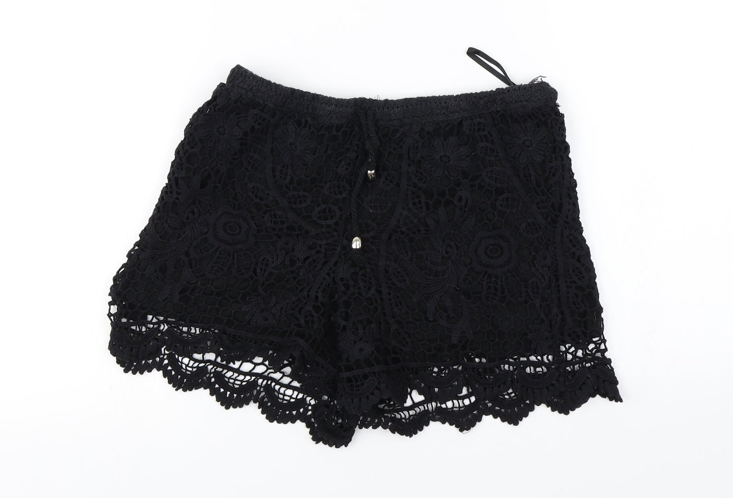 New Look  Womens Black Floral  Cut-Off Shorts Size M