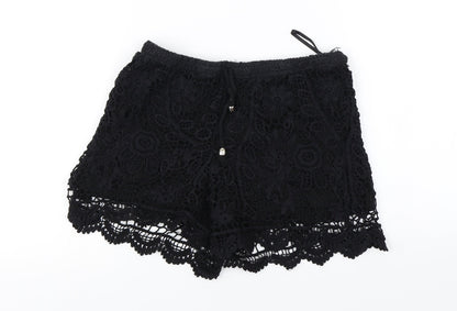 New Look  Womens Black Floral  Cut-Off Shorts Size M