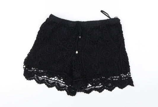 New Look  Womens Black Floral  Cut-Off Shorts Size M