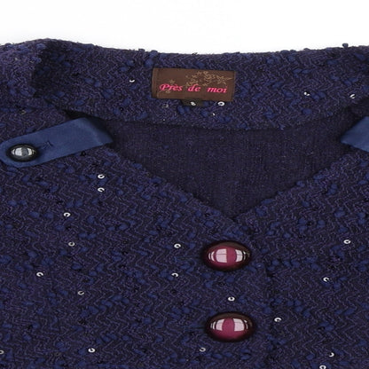 Pres De Moi Womens Blue   Cardigan Jumper Size S