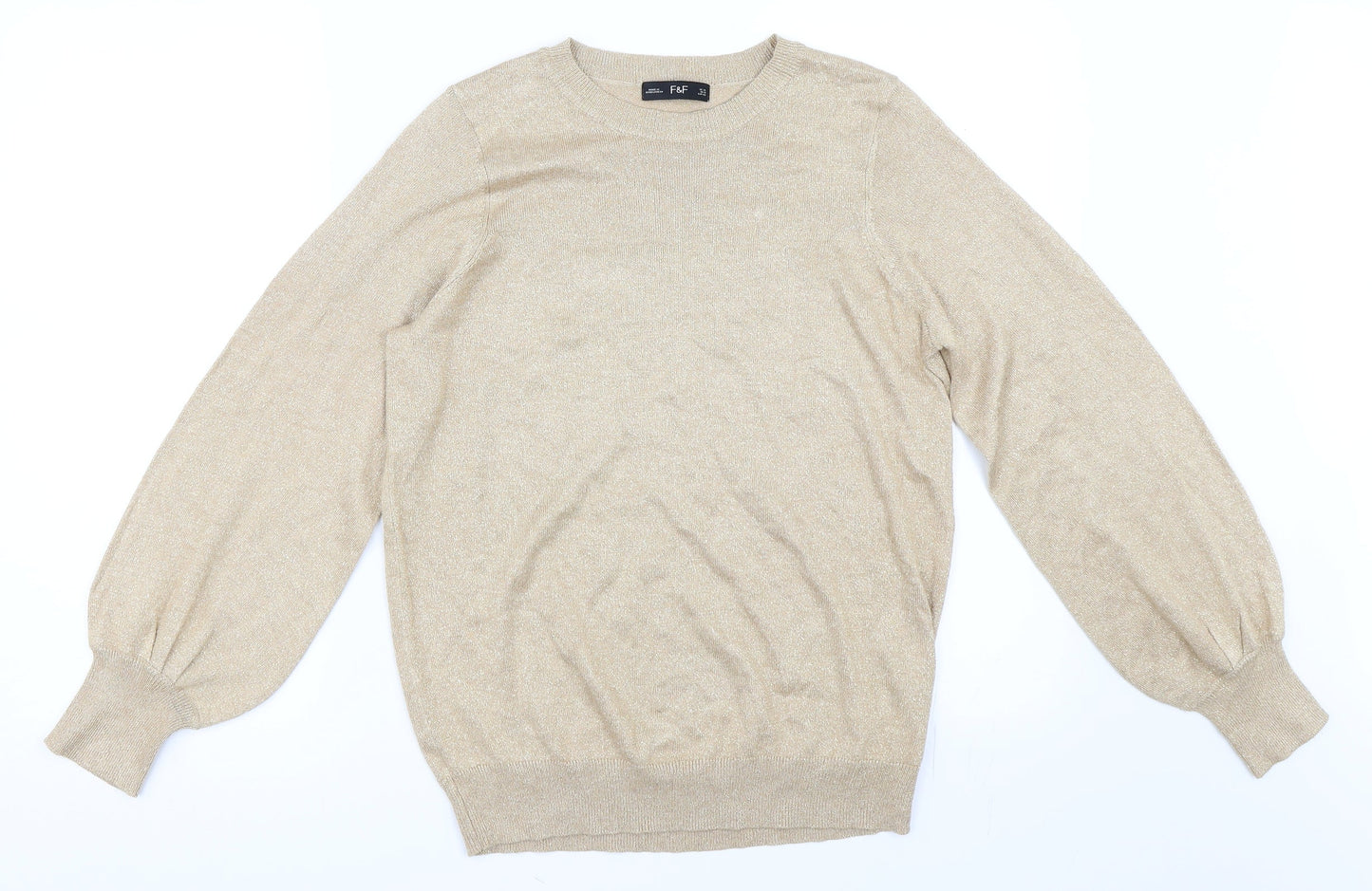 F&F Womens Gold   Pullover Jumper Size 14