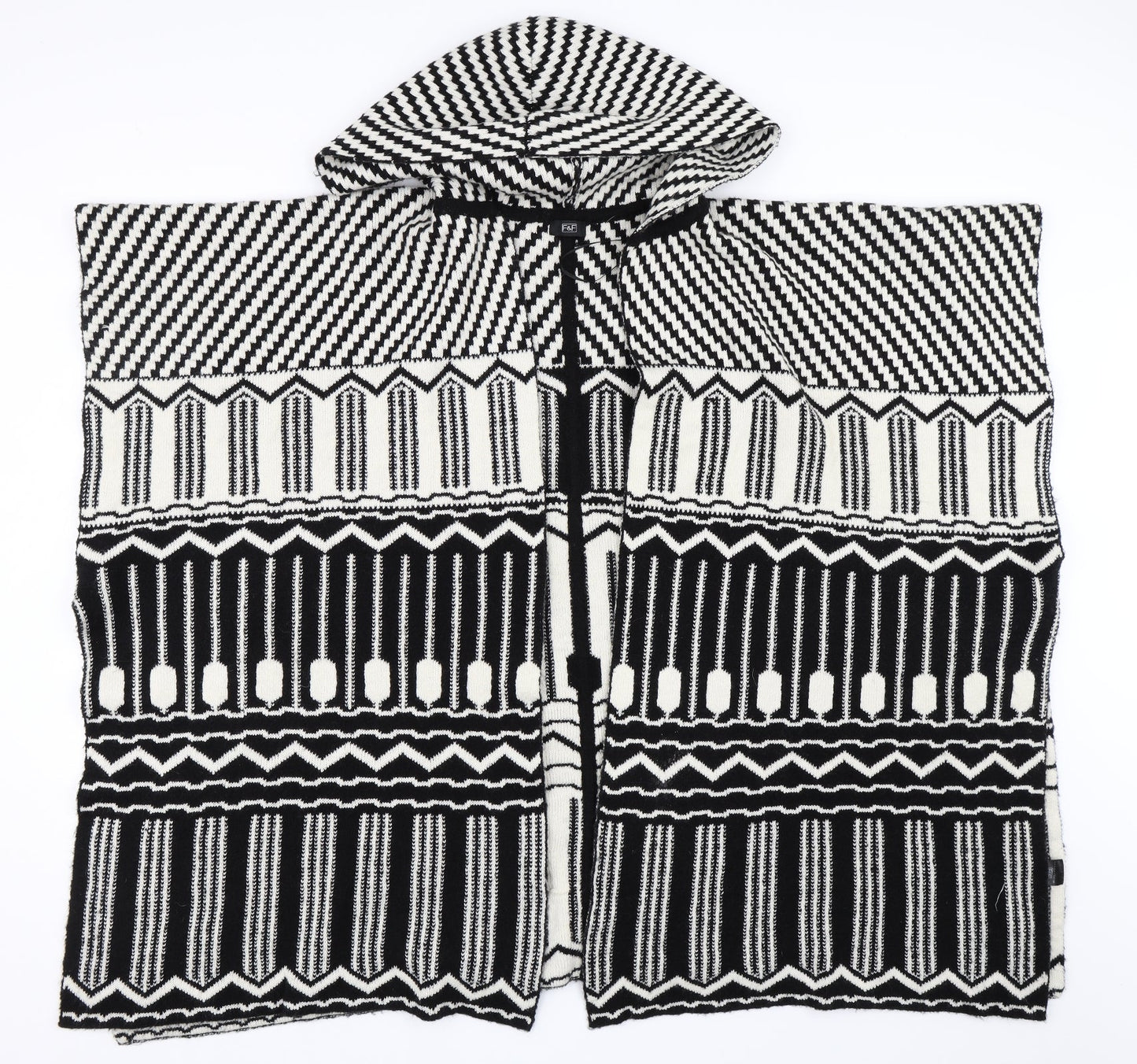F&F Womens Black Geometric  Cape Jumper Size M