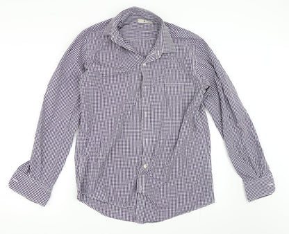 TU Mens Purple Check   Button-Up Size 15